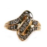A 9ct gold diamond set ring. approx UK size 'Q'.