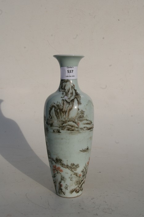 A Chinese porcelain vase decorated with a river landscape scene, blue four character mark to the - Image 7 of 7