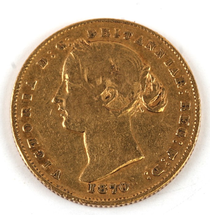 A Victorian Australian Sydney Mint full gold sovereign dated 1870. - Image 2 of 2