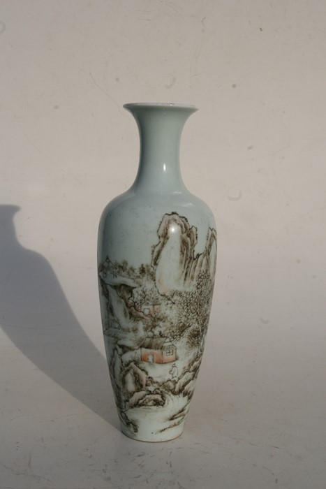 A Chinese porcelain vase decorated with a river landscape scene, blue four character mark to the - Image 3 of 7