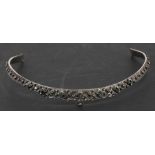 An antique silver paste tiara with continental hallmarks.Condition Report One small repair and