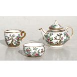 A Coalport Indian Tree pattern miniature teapot, tea cup and sugar bowl (3).