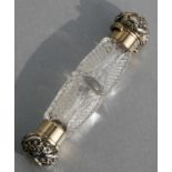 A Victorian silver double-ended and cut glass scent bottle, 13cms (5ins) long.Condition