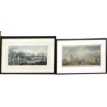 A 19th century hand coloured engraving - Hyde Park Corner - framed & glazed, 41 by 23cms (16 by