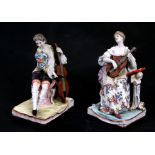 A group of Naples porcelain figures depicting musicians, the largest 17cms (6.75ins) high. (3)