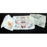 A WW1 embroidered Allied Flags Christmas Greetings silk hanky together with a printed 1935 GV Silver