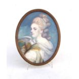 Victorian school - Portrait of a Young Woman with a Dove - watercolour, label to verso stating 'Miss