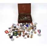 A quantity of military buttons; together with badges and medallions to include Coronation medals.