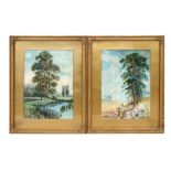E Purssord - a pair of landscape scenes, both signed and dated 1927, both framed & glazed, 25 by