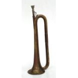 A 1957 dated Military marked Mayer's & Harrison brass bugle with mouthpiece. Overall length 44.