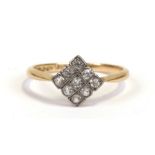 An 18ct gold and white stone checkerboard ring, approx UK size 'P'. 2.8gCondition ReportGood overall