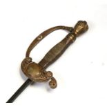 A 19th century continental rapier with brass wire bound grip and handguard, 98cms (38.5ins) long.