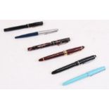 A quantity of six fountain pens to include Platinum Cadet, Summit B125, Swan Mabie Todd and