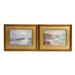 20th century British school - a pair of seascapes depicting North Cornwall, watercolours, framed &