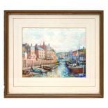 J A Wilkinson - Harbour Scene - watercolour, signed both lower right and left, framed & glazed, 32