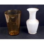 A large Whitefriars amber bubble glass vase of tapering form, 25cms (9.75ins) high; together with