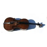 A cello with a one-piece back, approx 125cms (49ins) high.