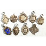 Nine silver fobs, various dates and makers, weight 71g.