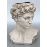 A fibreglass planter in the form of a classical bust of David, 44cms (17ins) high.