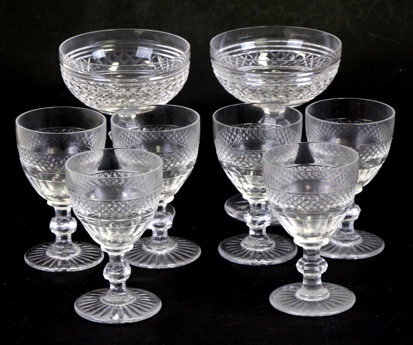 A pair of Waterford Crystal champagne glasses; together with a set of six French St Louis Crystal - Image 2 of 2