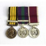 A mounted miniature medal group consisting of the Africa General Service Medal with Kenya clasp, a