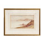 N M Hick - Coastal Scene - signed lower right, watercolour, framed & glazed, 25 by 14cms (9.75 by