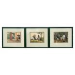 Ducie - a group of three watercolours depicting figures in interiors and figures in landscapes,