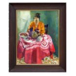 Dupeys (20th century school ) - Lucy at Breakfast - signed & dated '99 lower right, oil on board,