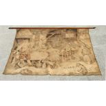 An 18th century style Dutch hanging wall tapestry depicting a tavern scene, 188cms (74ins) wide.