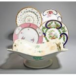 Four English porcelain plates 1st half 19th century, variously decorated in the Sèvres style, a