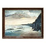 20th century school - After the Storm - coastal scene, oil on board, framed 40 by 28cms (15.75 by