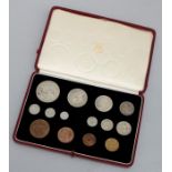 A George VI 1937 cased Specimen Coins set, 15 coins Crown to Farthing plus Maundy coinsCondition