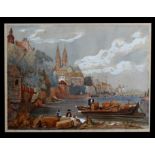 19th century continental school - A View of the Rhine (Koblenz)- watercolour, unframed, 39 by