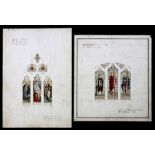 James Powell & Sons (Whitefriars) Ltd - two architectural studies of stained glass panels for