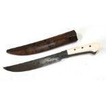 A Persian ivory handled dagger in leather sheath, 20cms (8ins) long.Condition Reportsome minor