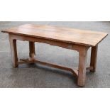 After Derek Slater (Lizard Man) a limed oak refectory table with square chamfered supports joined by