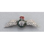 RAF interest. An RAF sweetheart brooch, the wings pave set with diamonds, with central coronet and