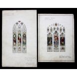 James Powell & Sons (Whitefriars) Ltd - two architectural studies of stained glass panels for