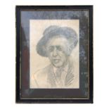 20th century modern British - Portrait of a Gentleman Wearing a Hat - pencil, framed & glazed, 23 by