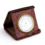 A Short & Mason Travel Compensated barometer in a faux crocodile skin leather case, 10cms (4ins)