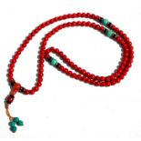 A Chinese coloured glass bead court necklace.