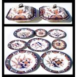 A quantity of 19th century Royal Crown Derby Imari pattern ceramics to include two tureens and