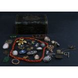 A quantity of costume jewellery to include cameo brooches, a micromosaic brooch; other brooches