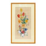 20th century school - Still Life of Flowers - initialled 'AP', watercolour, framed & glazed, 24 by