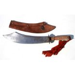 A WWII Chinese Dadao sword in leather scabbard, 80cms (31.5ins) long.Condition Reportblade length