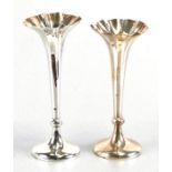A pair of Victorian silver trumpet vases, Hamilton & Inches, Edinburgh 1883, loaded, 15cms (6ins)
