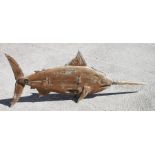 A distressed pine hanging model of a Marlin fish, 141cms (55.5ins) long.Condition Reportno great age