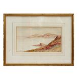 N M Hick - Coastal Scene - signed lower right, watercolour, framed & glazed, 25 by 14cms (9.75 by