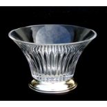 An Italian cut glass bowl of flared form with a silver foot rim, 18cms (7ins) diameter.