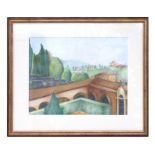 Emma Legge (modern British) - A View from San Miniato al Monte, Florence - crayon, titled to